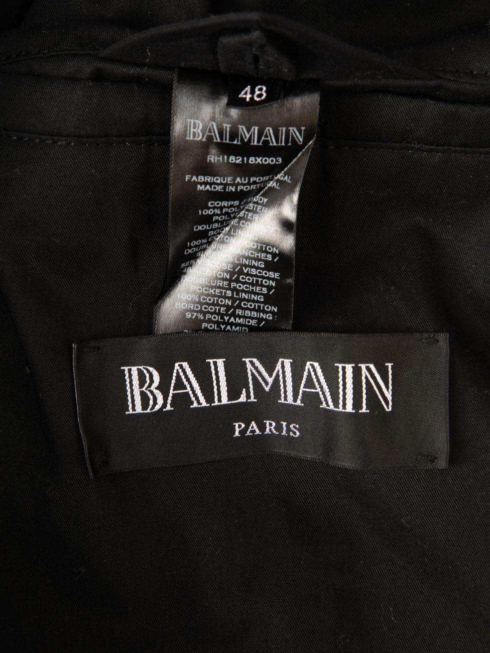 Donna Balmain - Giacca bomber nera con bottoni d'argento - Taglia XL in vendita