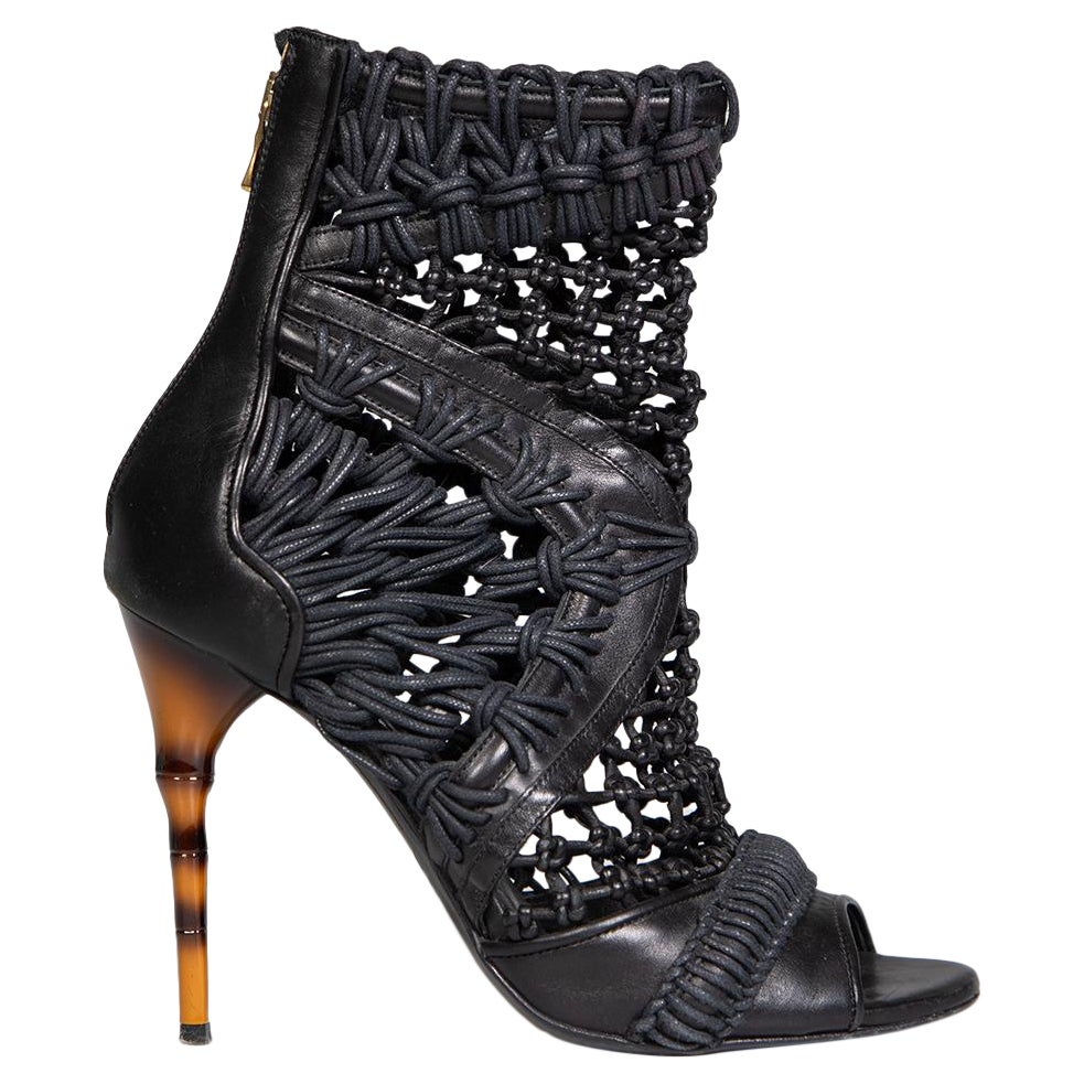 Sandales à talons en bambou tressé de Balmain noir Taille IT 39