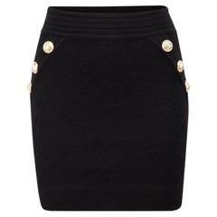 Balmain Black Button Detail Knit Skirt Size M