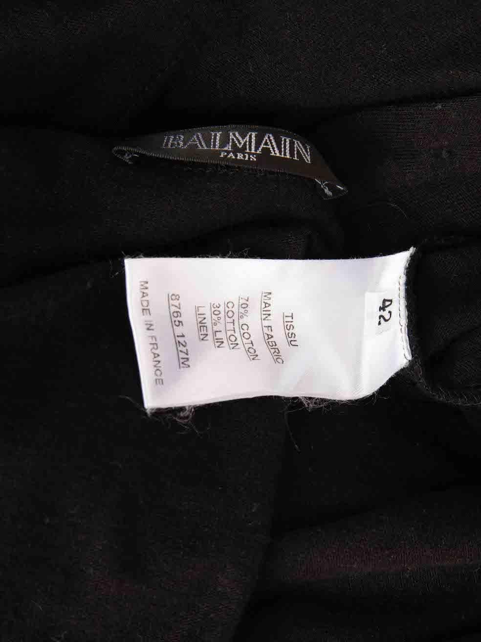 Women's Balmain Black Button Detail Pocket T-Shirt Size XL For Sale