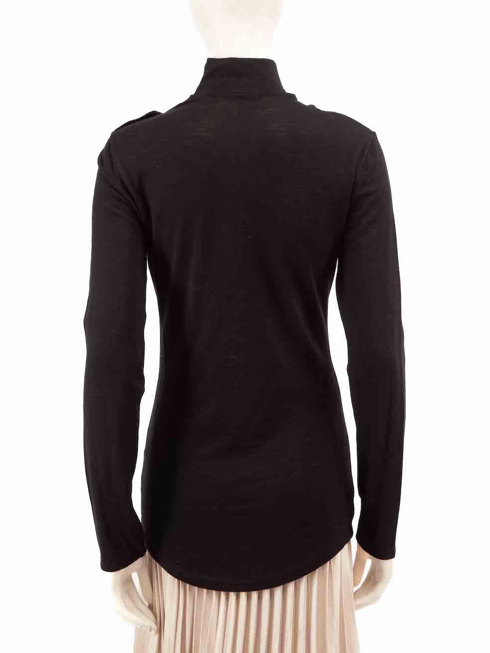 Balmain Black Button Detail Turtleneck Jumper Size L In Excellent Condition For Sale In London, GB