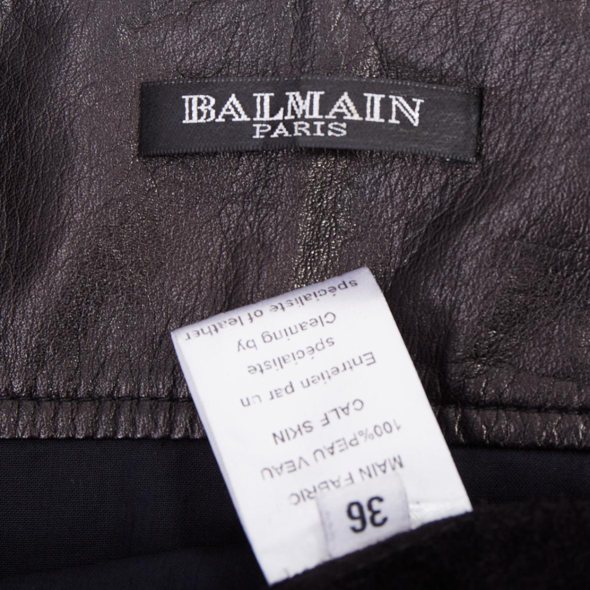 BALMAIN black calfskin multicolor paint studded punk leather shirt FR36 S 4