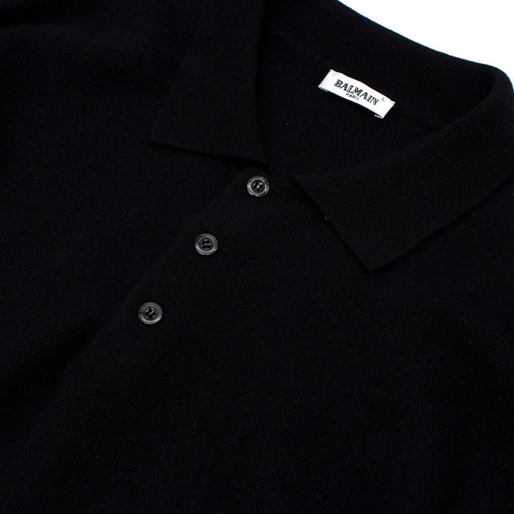 Balmain Black Cashmere Polo Jumper - Size L 1