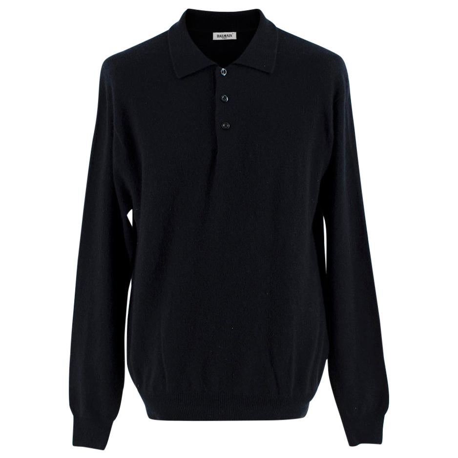 Balmain Black Cashmere Polo Jumper - Size L