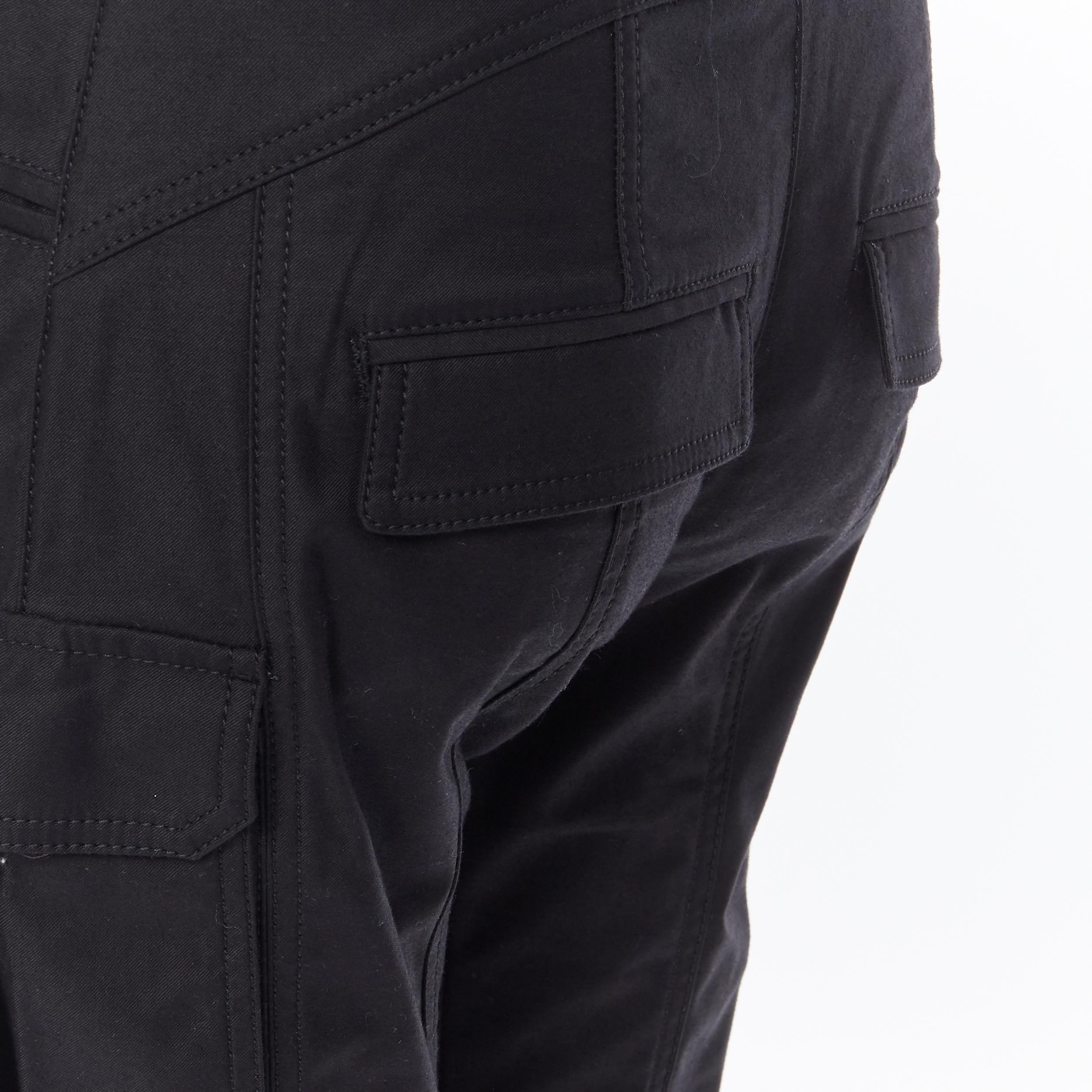 BALMAIN black cotton denim high waisted utility cargo pocket skinny jeans FR36 5
