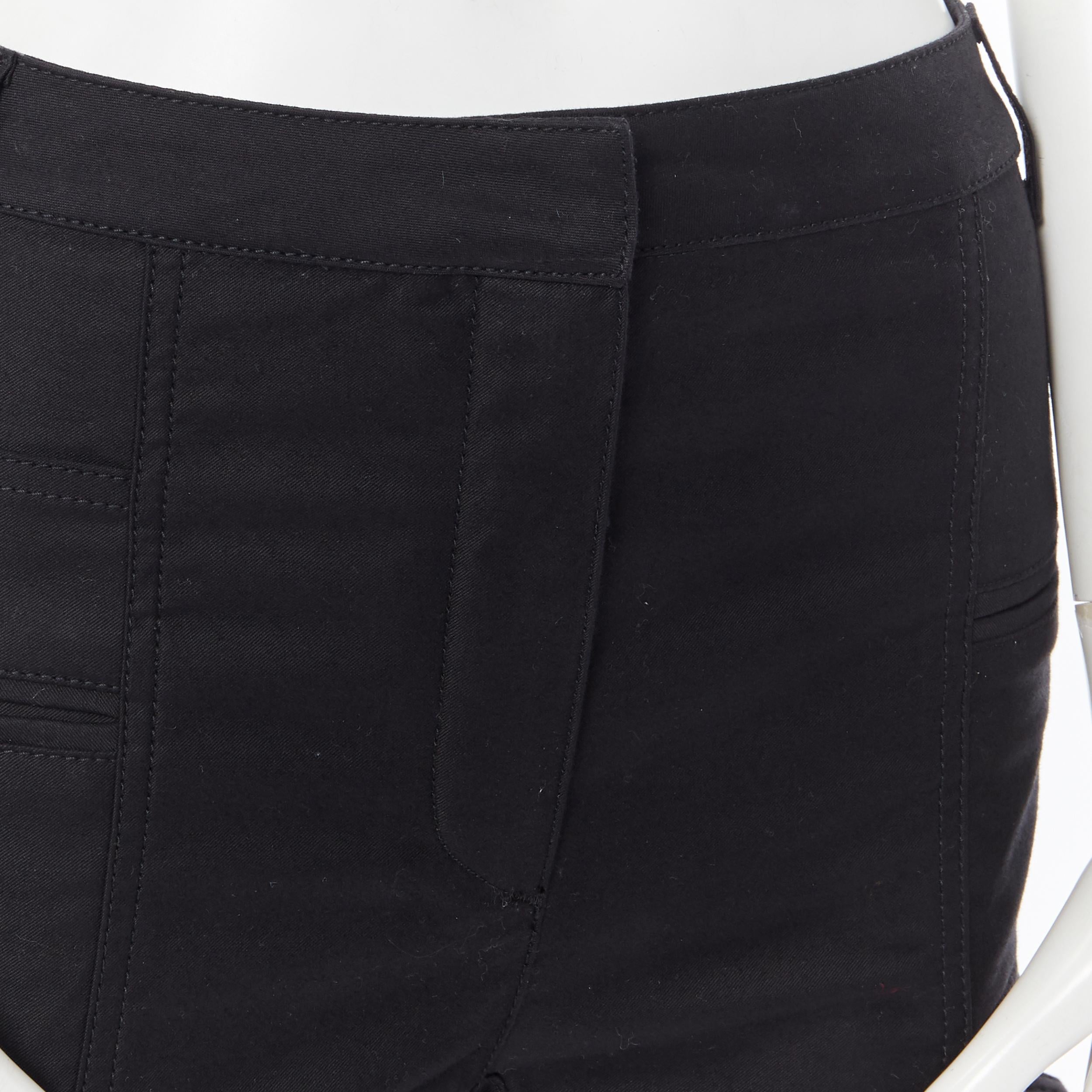 BALMAIN black cotton denim high waisted utility cargo pocket skinny jeans FR36 4