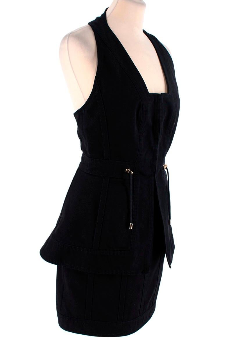  Balmain Black Cotton Halterneck Dres

- Gold tone hardware
- Adjustable waist strap
- Exposed zip closure at the back
- Concealed hook closure at the front
- Branded button closure at the nape
- Partially lined

Materials:
100% Cotton
Lining - 52%