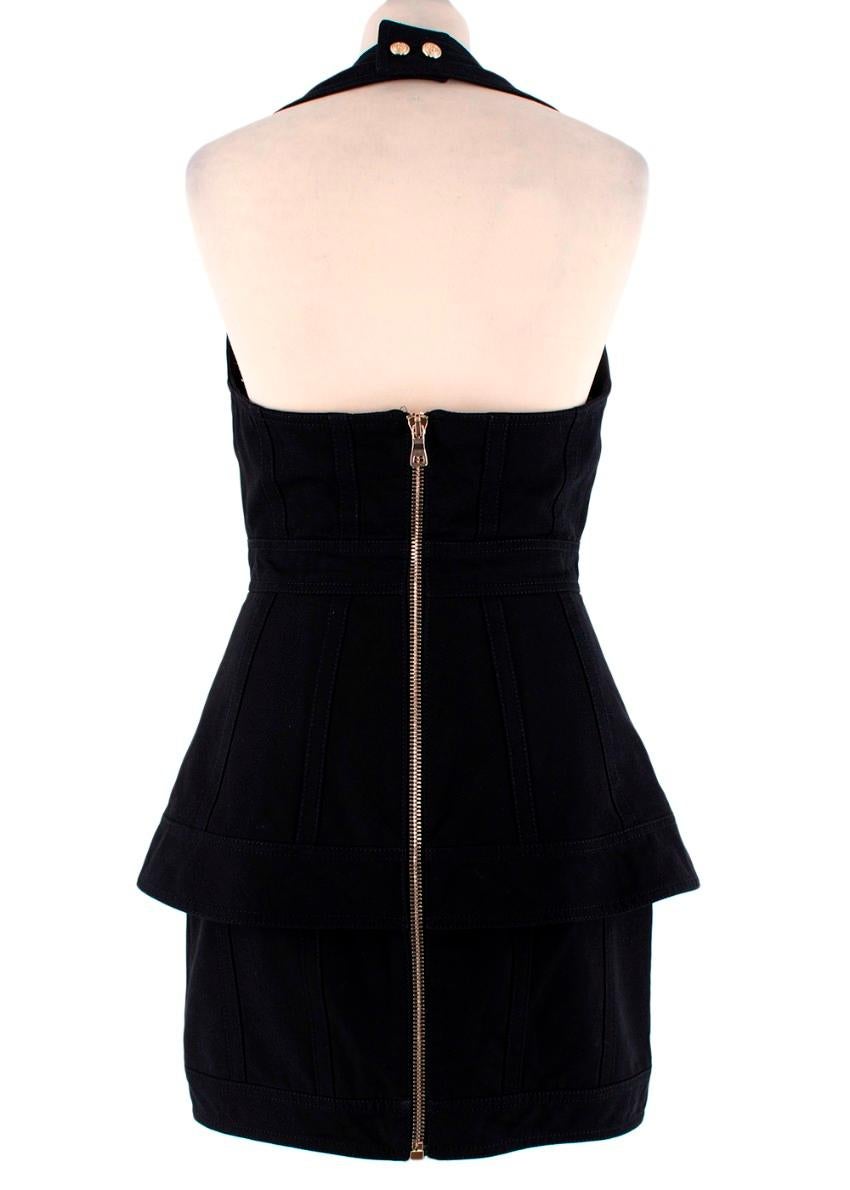 Balmain Black Cotton Halterneck Dres In Excellent Condition For Sale In London, GB