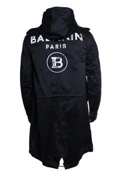Balmain, Black cotton hooded parka