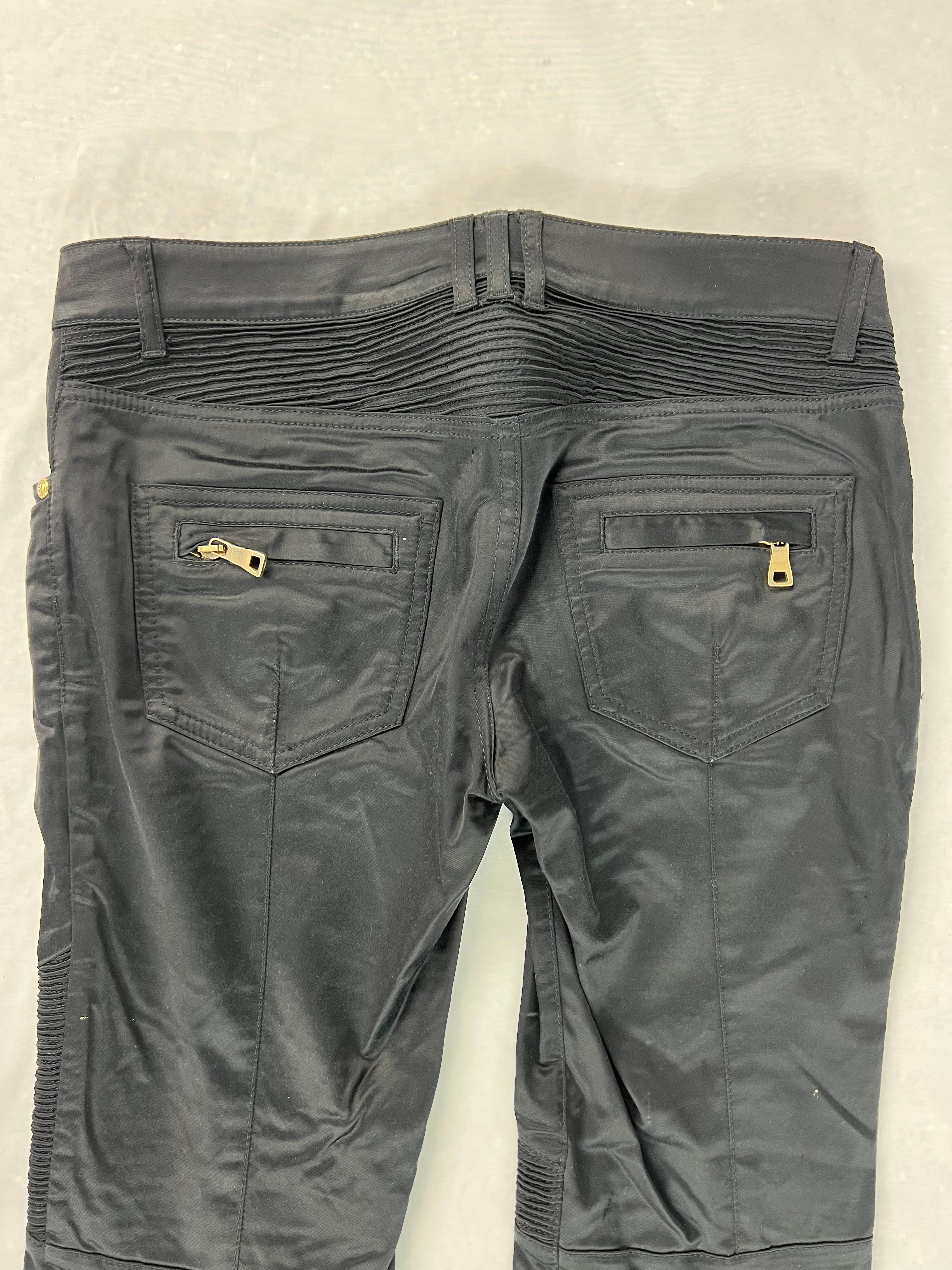 Balmain Black Cotton Jean Pants, Size 40 For Sale 2