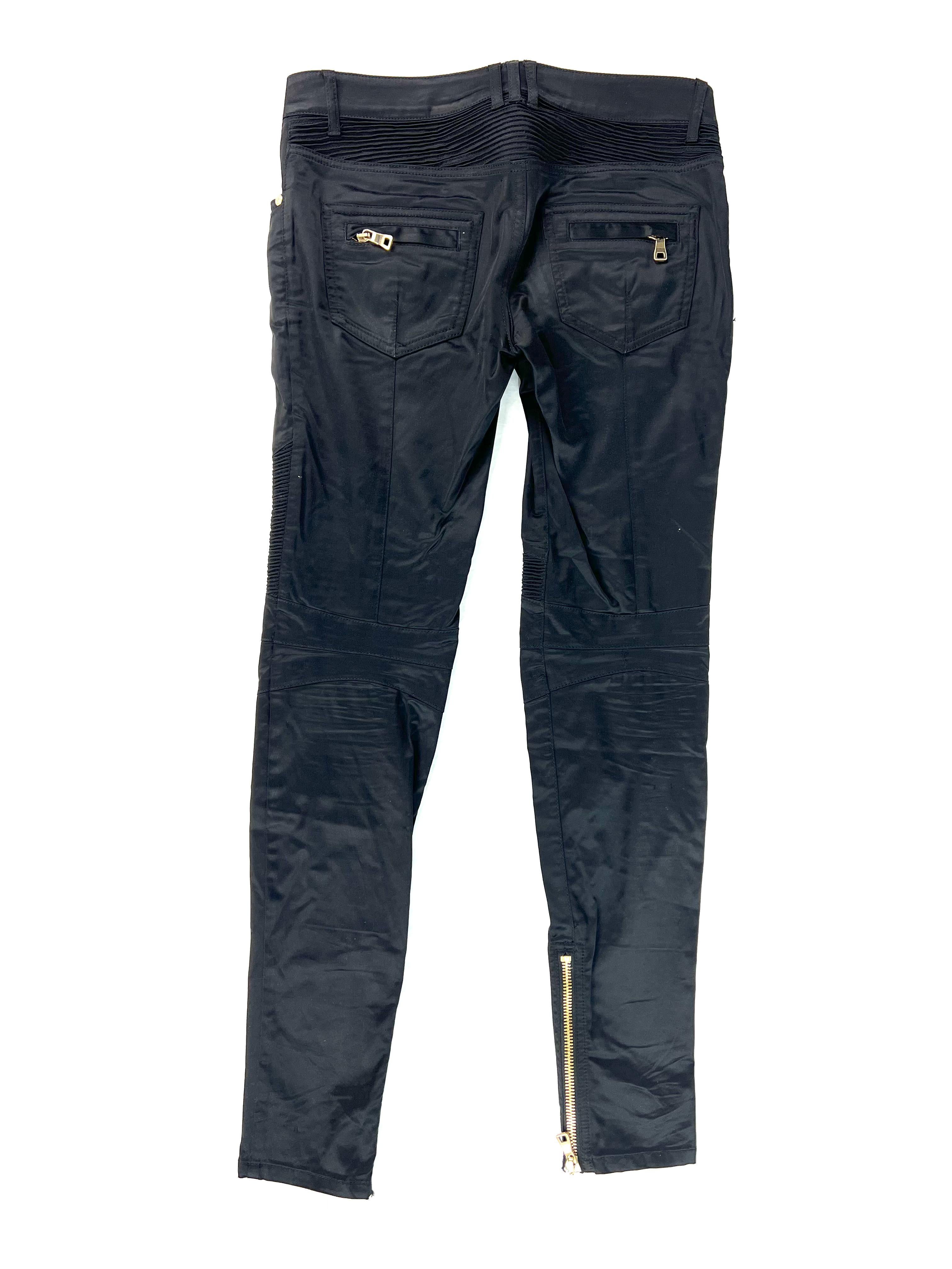 Balmain Black Cotton Jean Pants, Size 40 For Sale 3