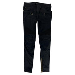 Pantalon en jean de coton noir Balmain, Taille 40