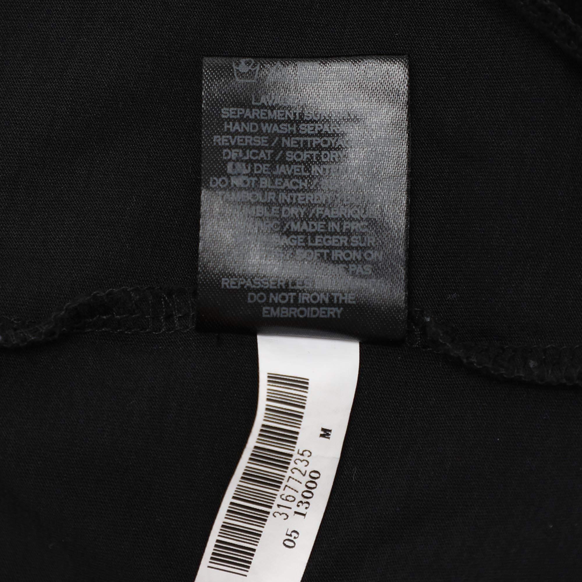 Balmain - Maglietta in cotone nero con stampa logo M. T. I. in vendita 1