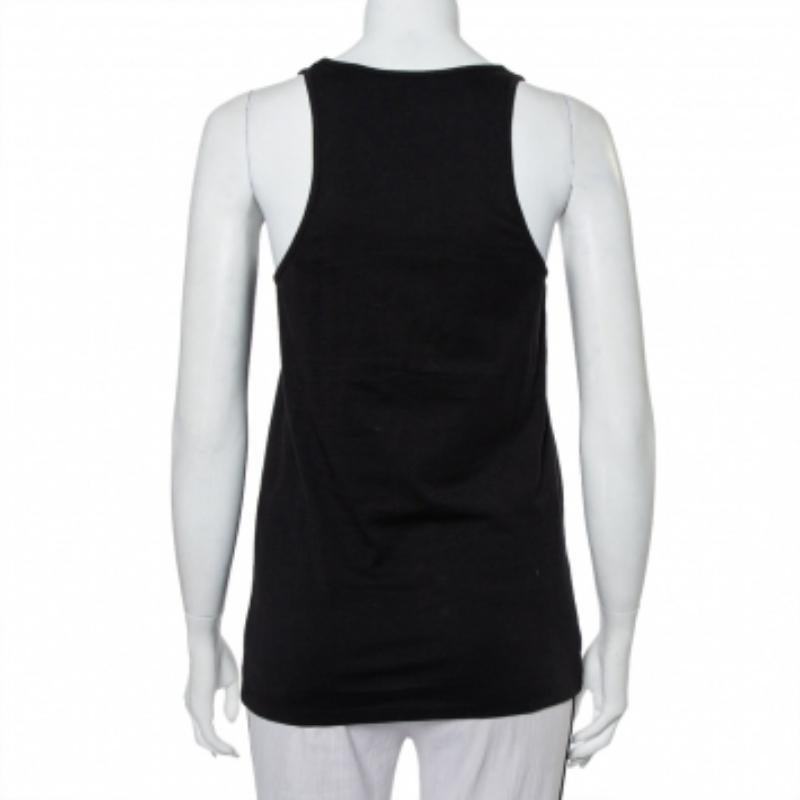 Balmain Black Cotton Logo Printed Tank Top M In Good Condition For Sale In Dubai, Al Qouz 2