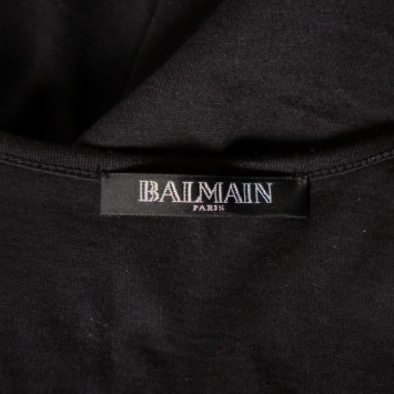 Women's Balmain Black Cotton Logo Printed Tank Top M For Sale