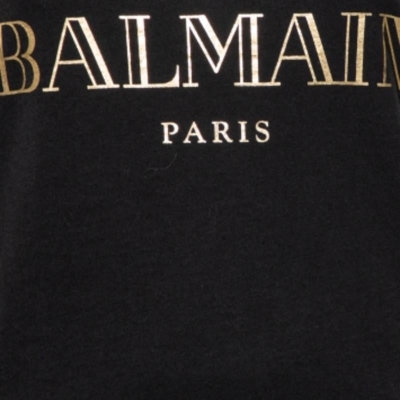 Balmain Black Cotton Logo Printed Tank Top M For Sale 1