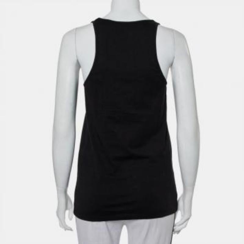 Balmain Black Cotton Logo Printed Tank Top M For Sale 5