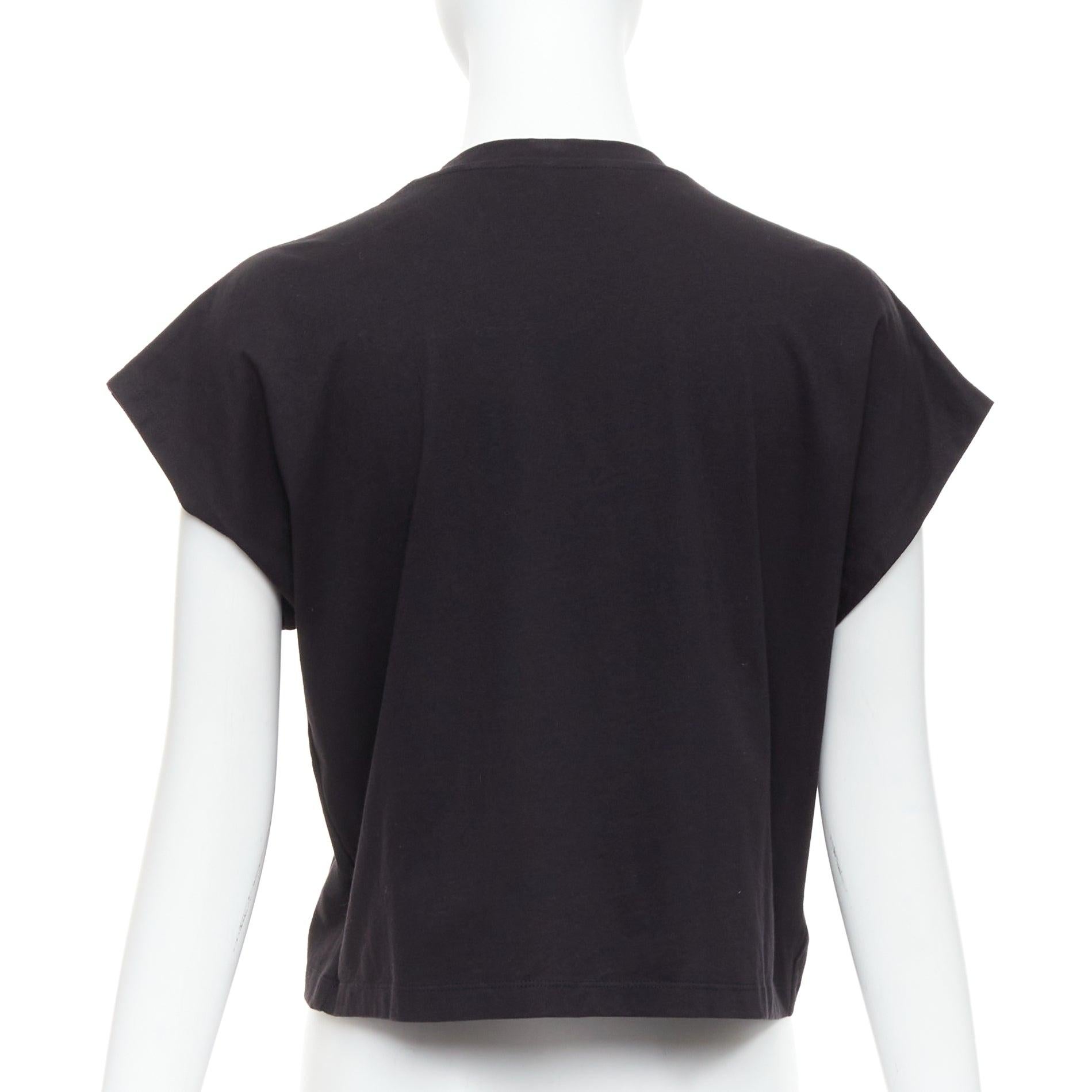 Women's BALMAIN black cotton pearl bead embellished crop tshirt XS For Sale