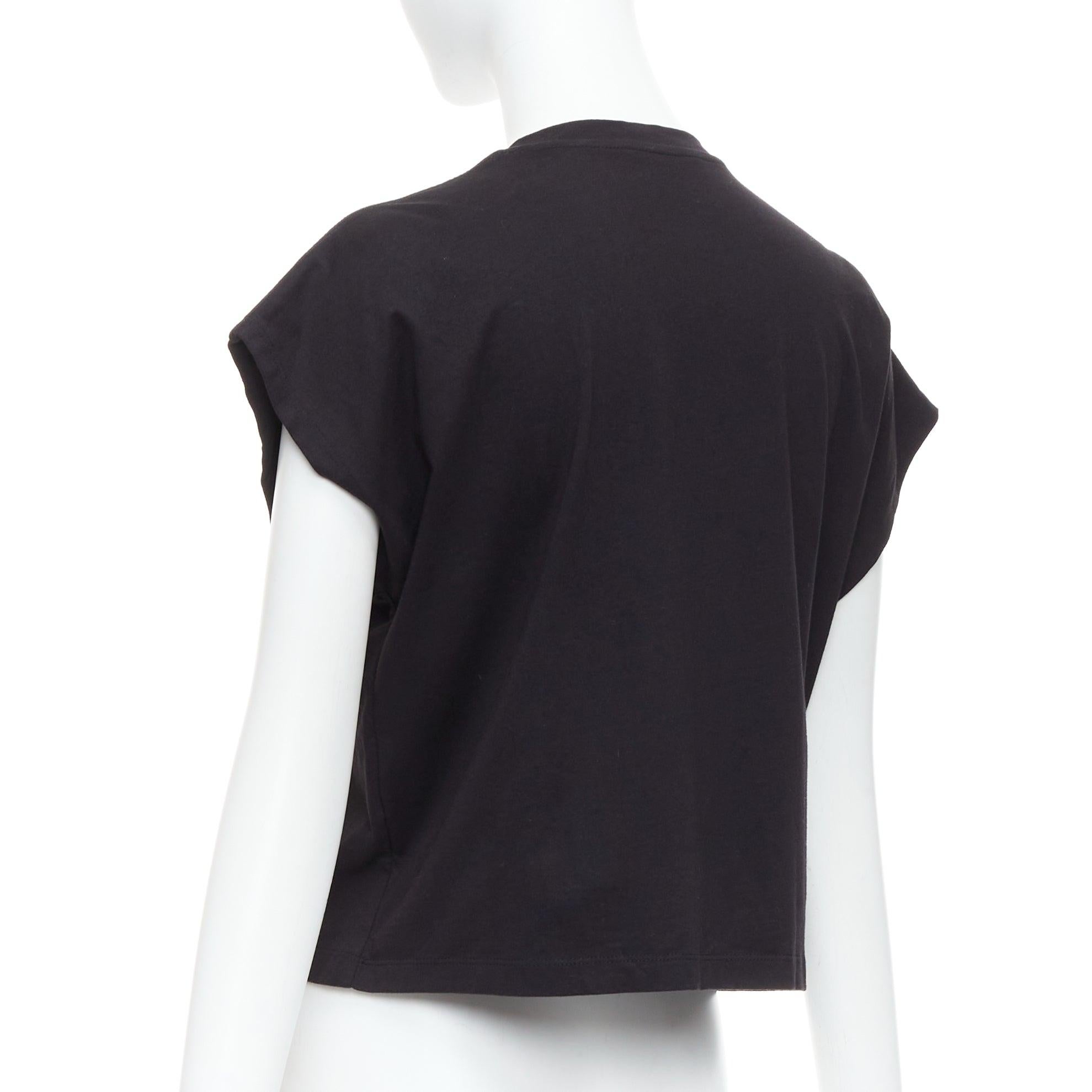 BALMAIN black cotton pearl bead embellished crop tshirt XS For Sale 1
