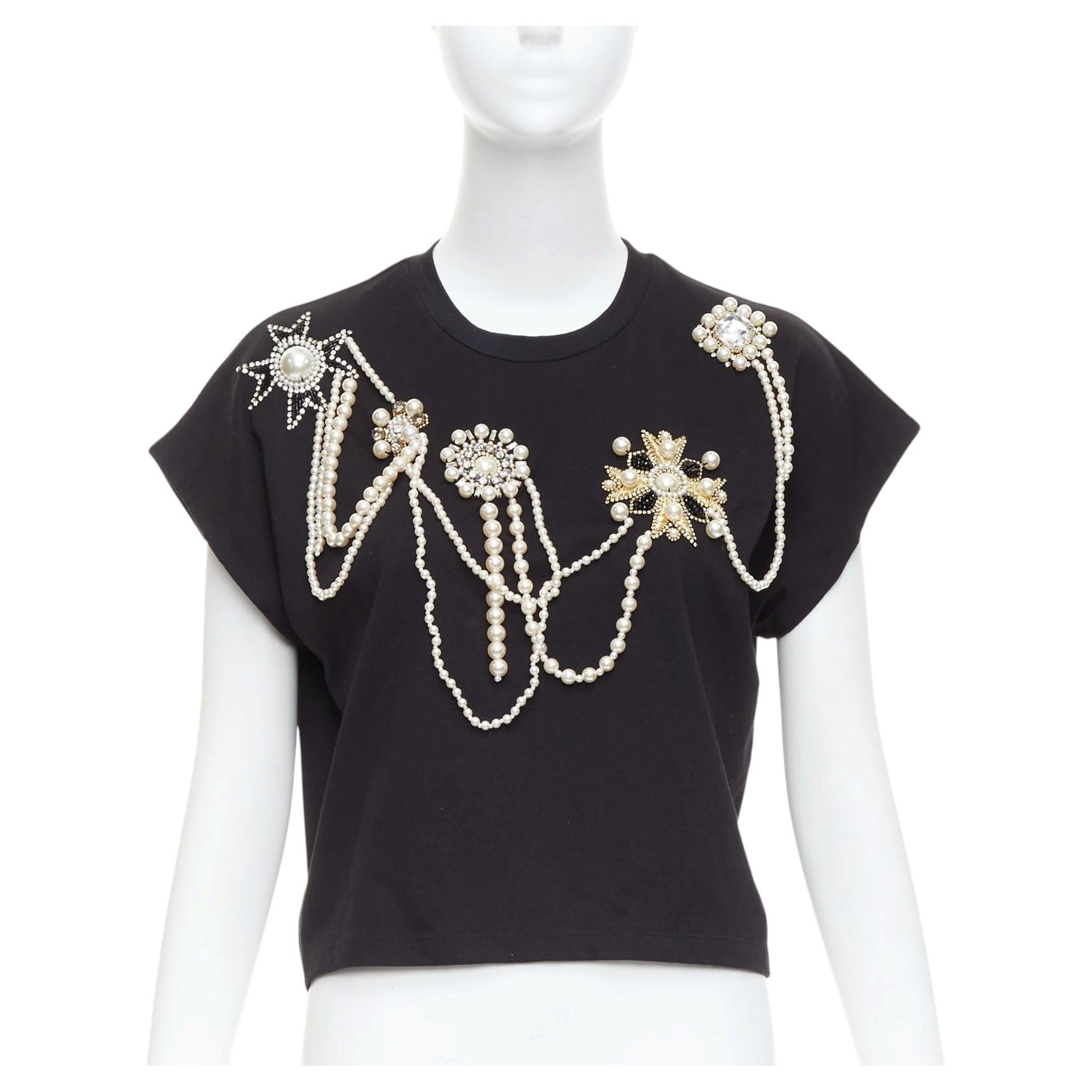 BALMAIN Schwarzes Kleid aus Baumwolle mit Perlen und Perlenverzierung XS im Angebot