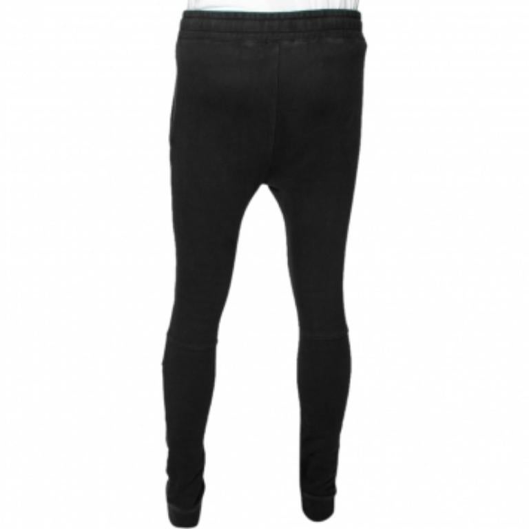 Balmain Schwarze Bikerjackenhose aus Baumwolle mit geripptem Rand XS im Zustand „Relativ gut“ im Angebot in Dubai, Al Qouz 2
