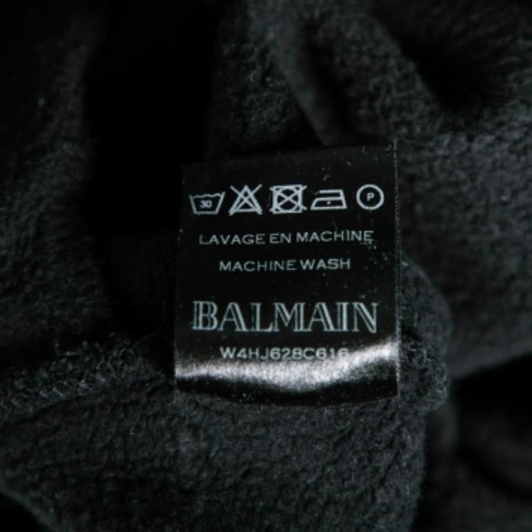 Balmain Schwarze Bikerjackenhose aus Baumwolle mit geripptem Rand XS im Angebot 1