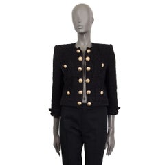 BALMAIN black cotton TWEED CROPPED OPEN Blazer Jacket 40 M