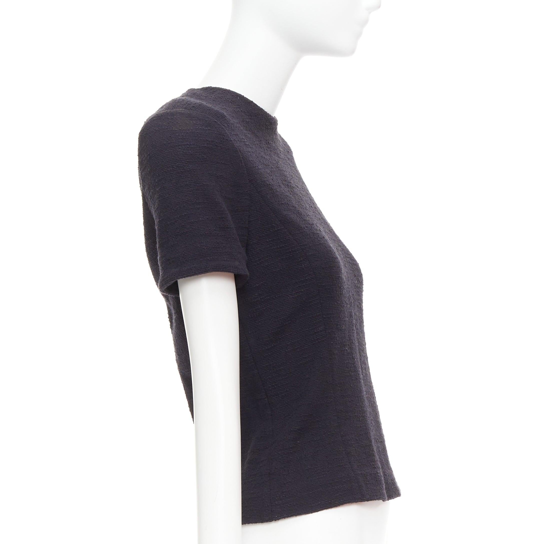 BALMAIN black cotton tweed gold Lionhead button zip back top FR38 M In Excellent Condition For Sale In Hong Kong, NT