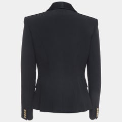 Balmain Black Crepe Double Breasted Blazer L