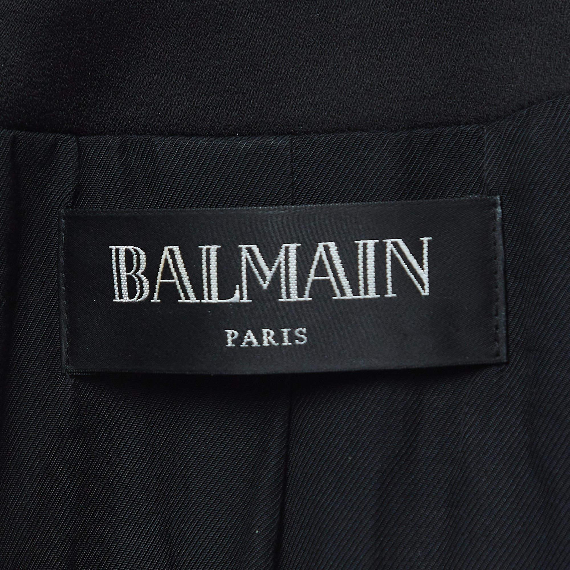 Balmain Black Crepe Double Breasted Blazer L Bon état - En vente à Dubai, Al Qouz 2