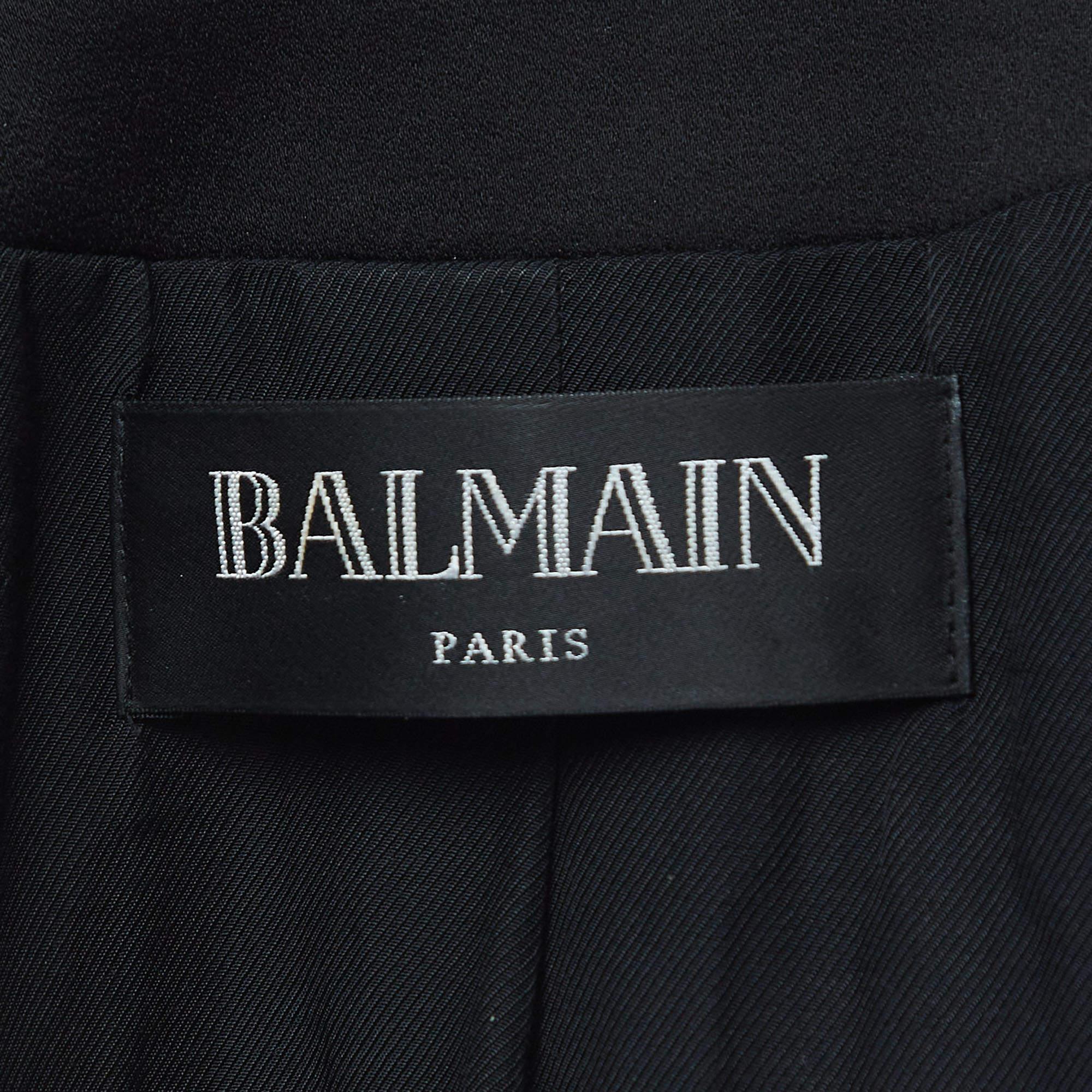 Balmain Blazer negro de crepé con doble botonadura L Negro en venta