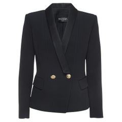 Balmain Black Crepe Double Breasted Blazer L