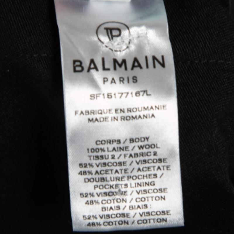Balmain Black Crepe High-Rise Straight Trouser M In Good Condition For Sale In Dubai, Al Qouz 2