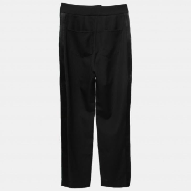 Balmain Black Crepe High-Rise Straight Trouser M For Sale 2