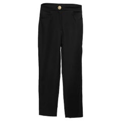 Balmain Black Crepe High-Rise Straight Trouser M