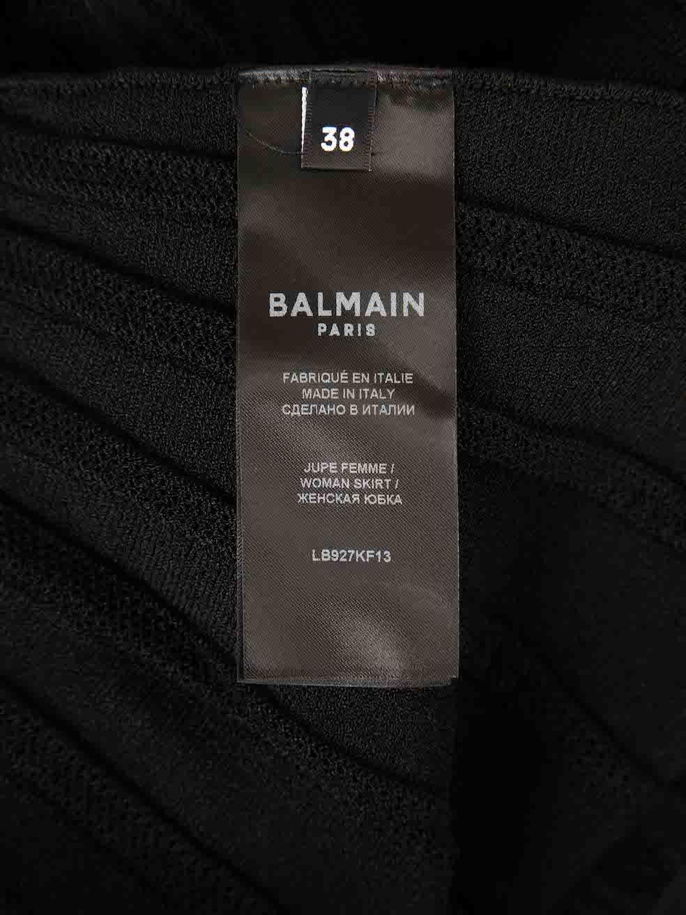 Balmain Black Crystal Buttoned Skater Skirt Size M For Sale 3