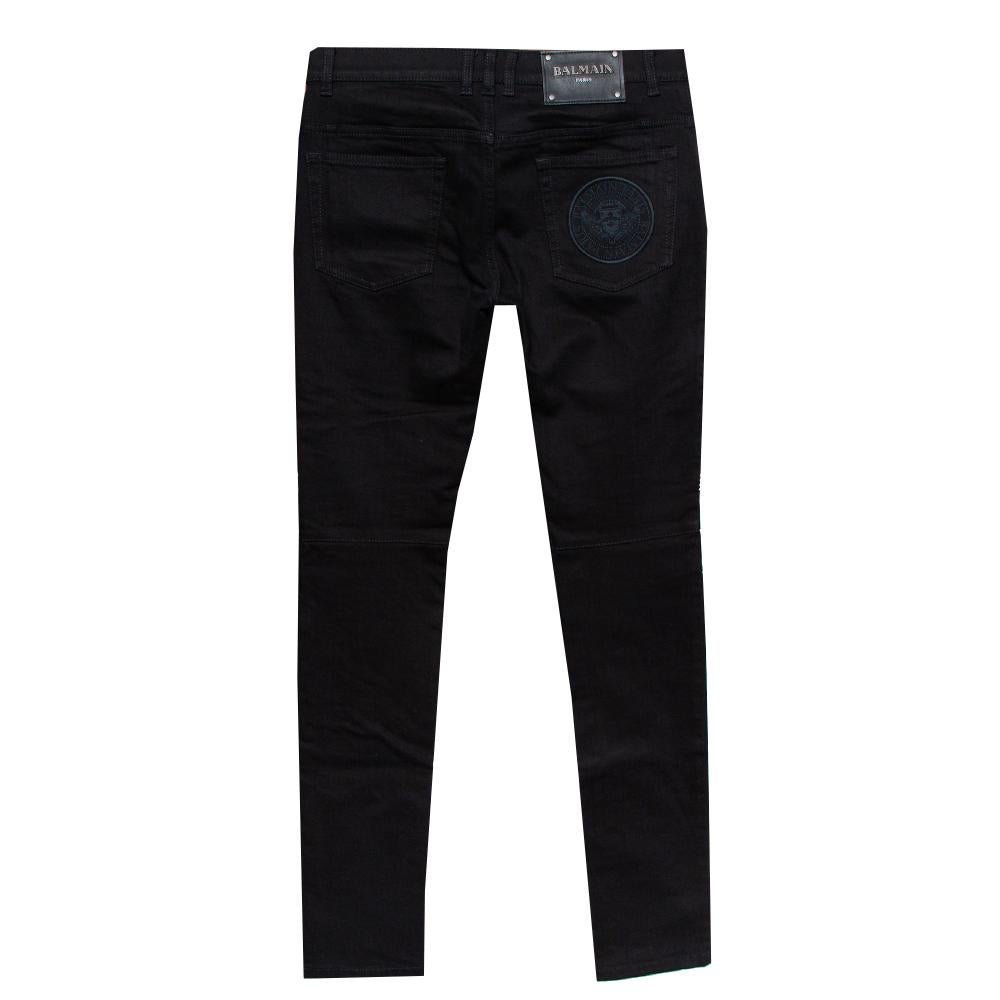 Finding the perfect pair of jeans might not be easy, but we have done that already for you. These black biker-style jeans from Balmain feature a waistband with belt loops, zip details, and a skinny fit. Pair it will t-shirts or sweatshirts for an