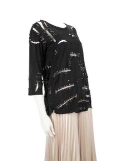 Balmain Black Distressed Safety Pins Top Size L