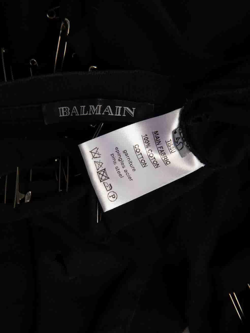 Balmain Black Distressed Safety Pins Top Size L For Sale 1