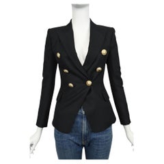 Blazer doppiopetto nero Balmain con bottoni dorati  Taglia US 6