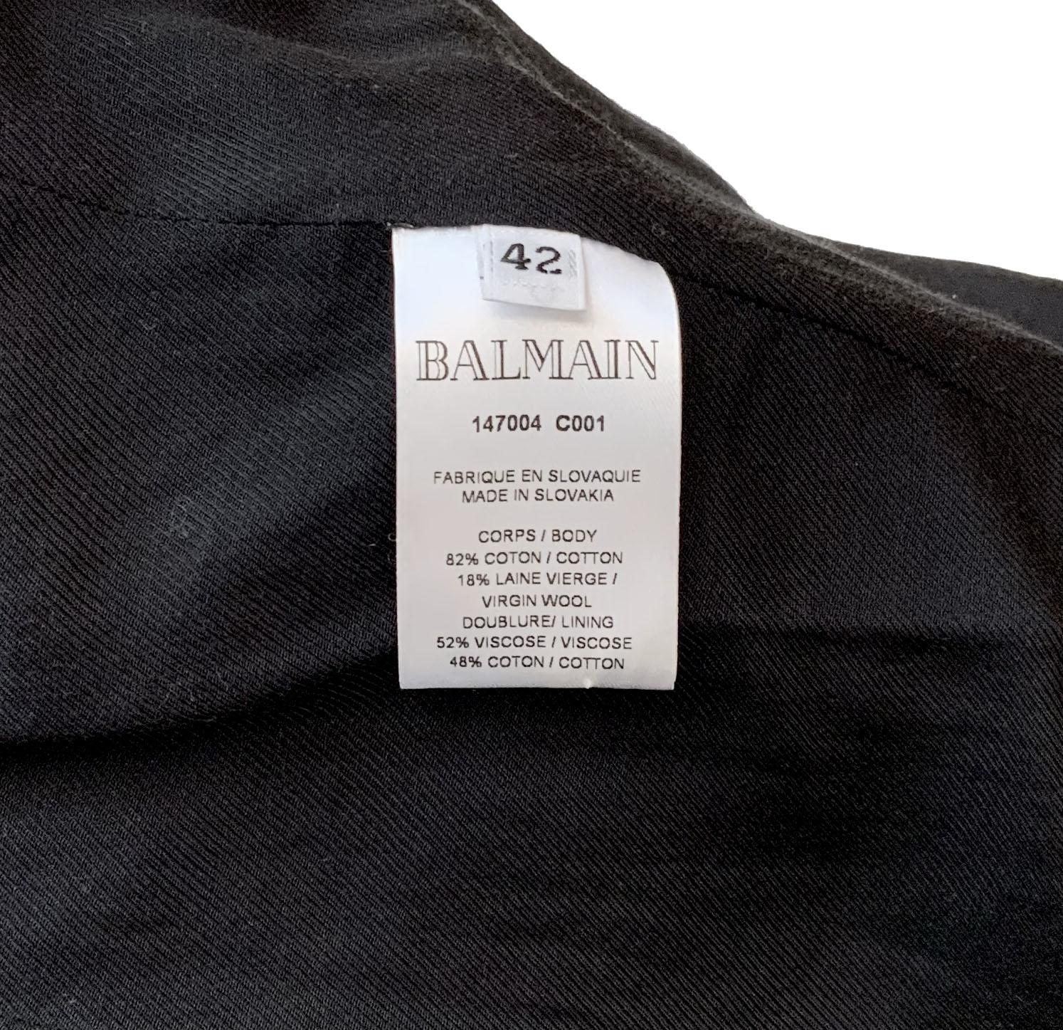 Women's Balmain Black Double-Breasted Cotton Blazer Jacket