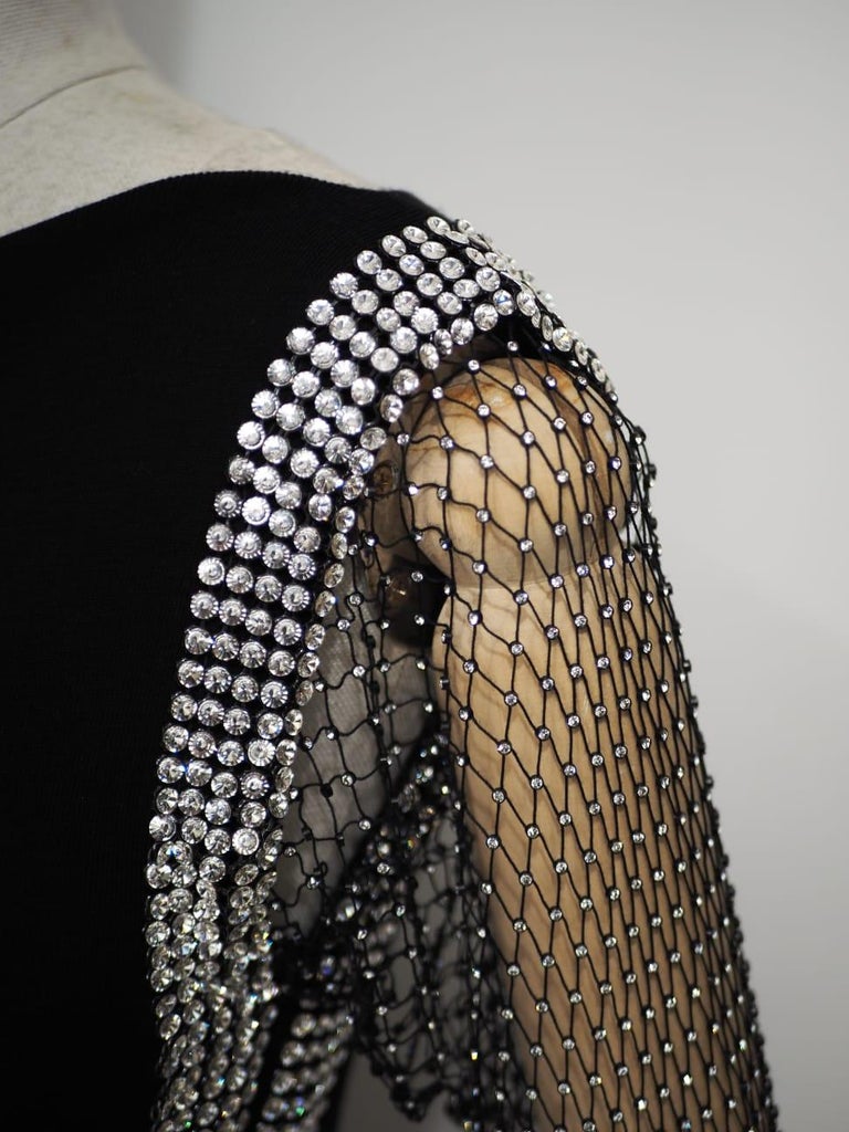 Balmain black dress crystal swarovski stones dress For Sale at 1stDibs