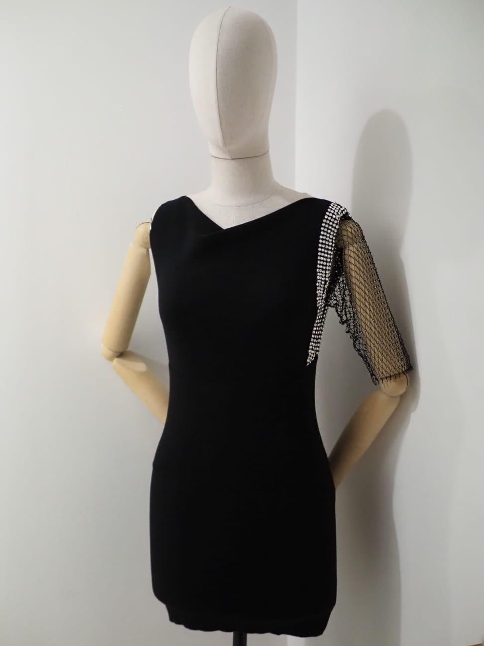 Balmain schwarzes Kleid Kristall Swarovski Steine Kleid im Angebot 3