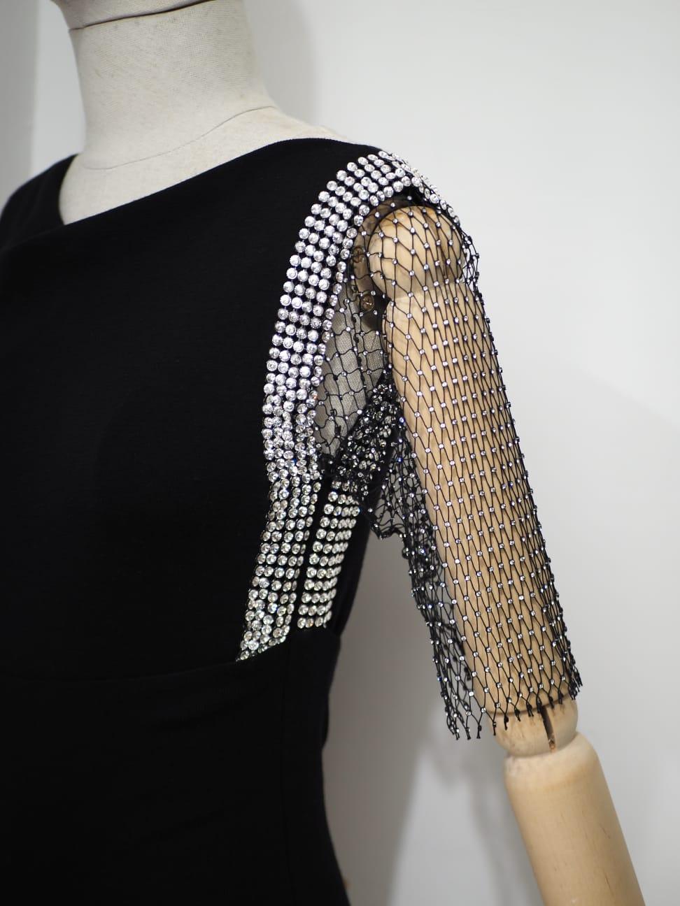 Balmain schwarzes Kleid Kristall Swarovski Steine Kleid im Angebot 4