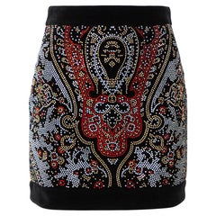 Balmain Black Embellished Velvet Mini Skirt S