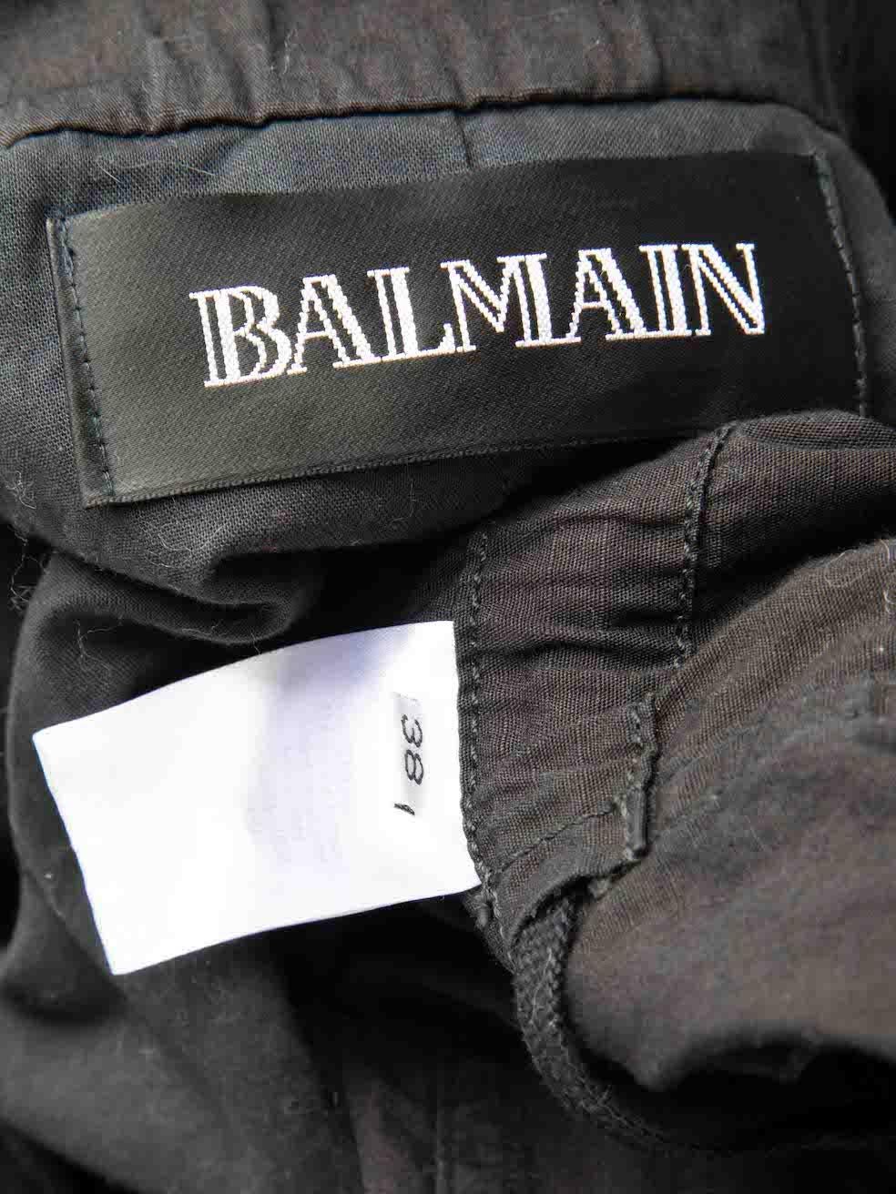 Balmain Black Embroidered Patch Parka Jacket Size M For Sale 3