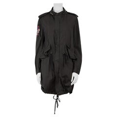 Balmain - Giacca Parka nera con patch ricamate - taglia M.