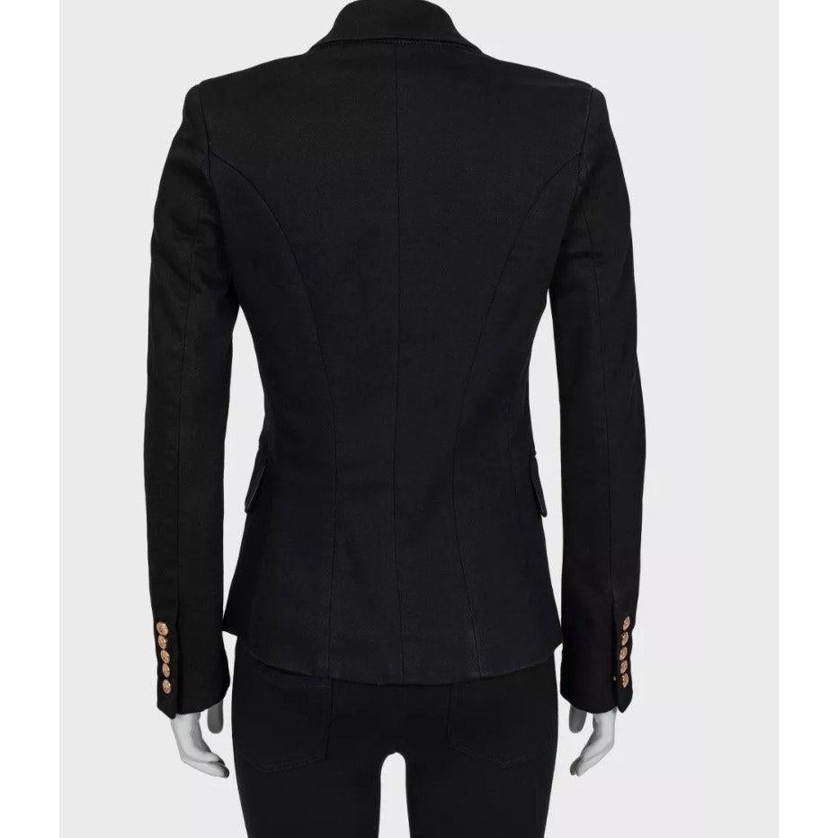 Nero Balmain Black Fitted Jacket with Signature Buttons - FR38 in vendita