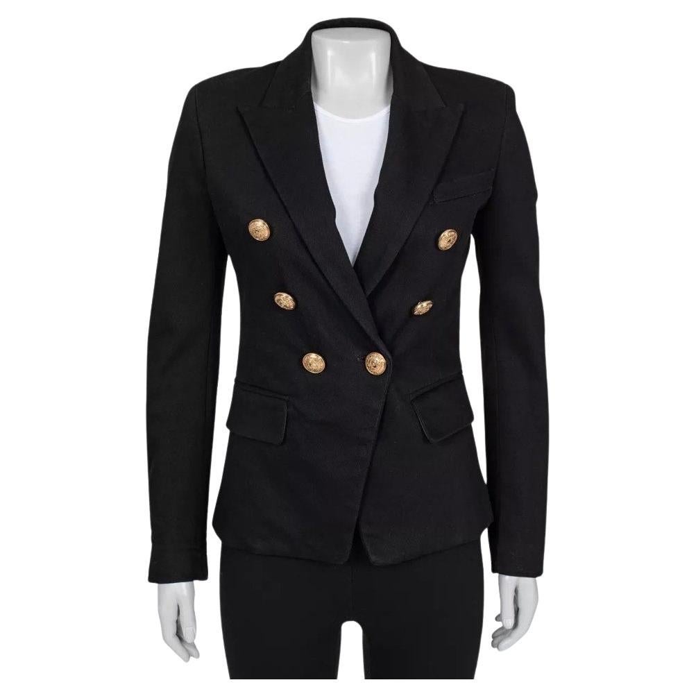 Balmain Black Fitted Jacket with Signature Buttons - FR38