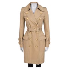 Balmain Black Fitted Trench Coat Gold Buttons 38